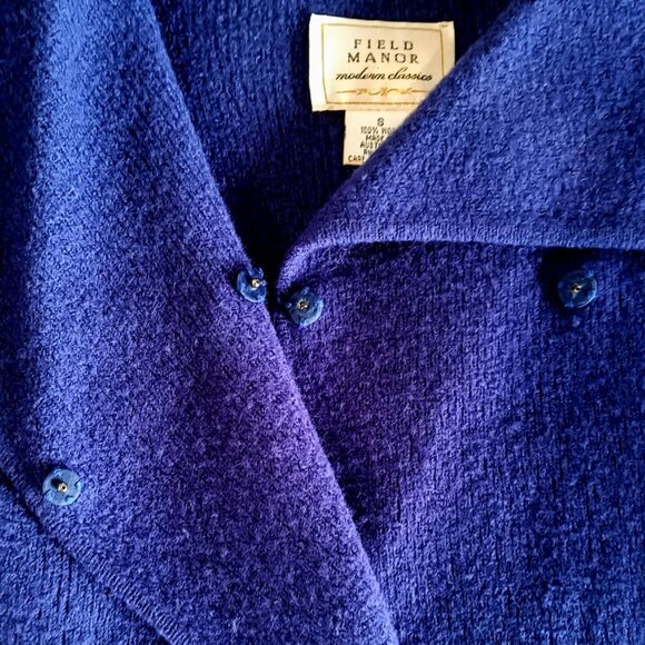 Vintage Field Manor Royal Blue Wool Cardigan Sweater - Picture 3 of 5